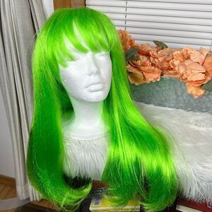 Long Green Synthetic Wig